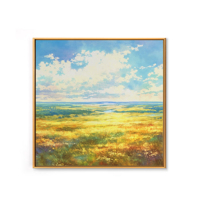 Sunlit Meadow with Loose Impressionist Brushwork Canvas Print, General Fine Art, Gallery Decor, Living Room Decor, GEN-1x1-38