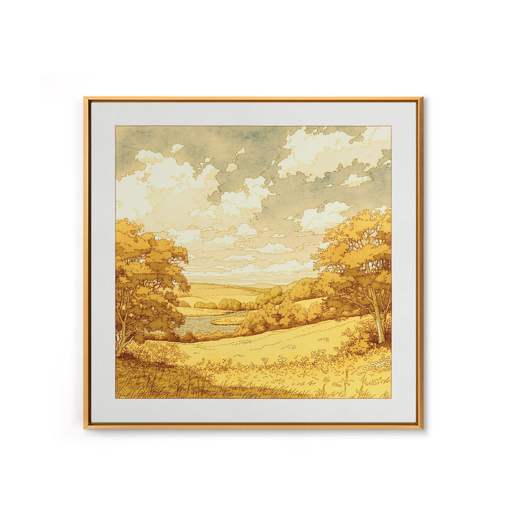 Elegant Ink Wash Landscape Framed Canvas Print, General Fine Art, Art Print, Living Room Decor, Watercolor Art, GEN-1x1-44