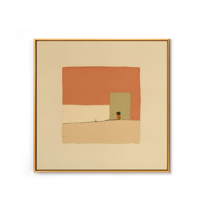 Minimal Black Line Figure on Textured Paper Canvas Print, General Fine Art, Bedroom Decor, Living Room Decor, GEN-1x1-51