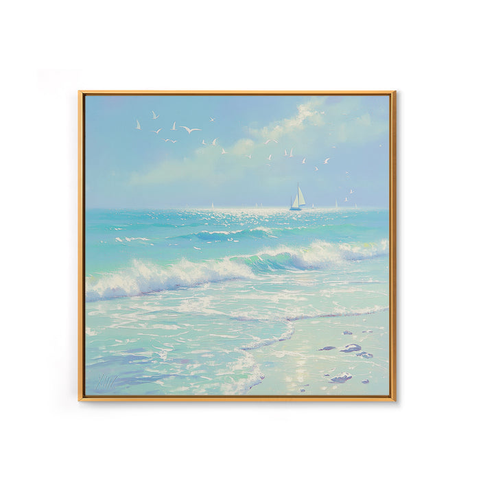 Coastal Water Study Framed Canvas Print, General Fine Art, Textured Painting, Living Room Decor, Fine Art, Art Prints, GEN-1x1-53