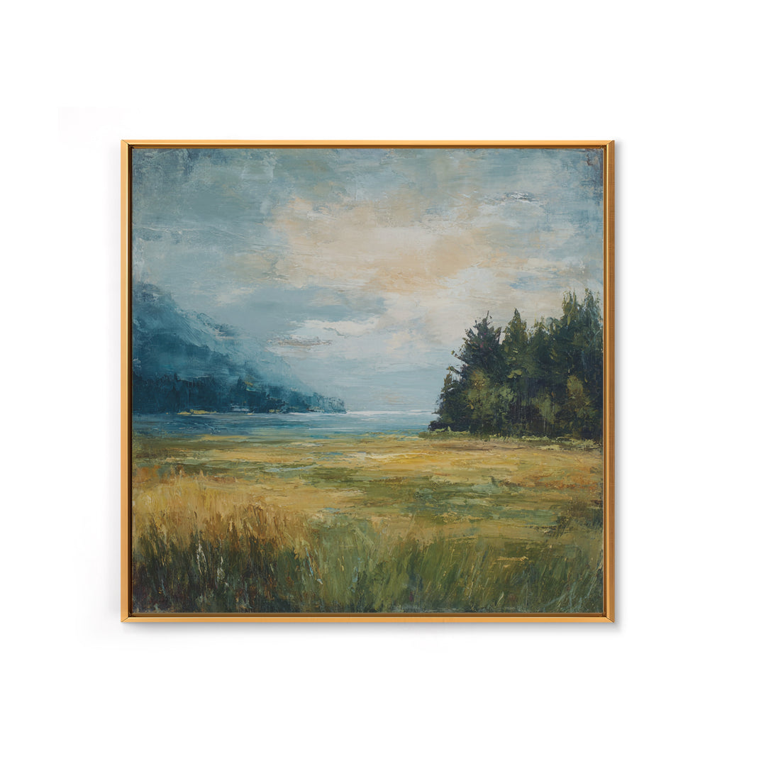 Sunlit Meadow with Loose Impressionist Brushwork Canvas Print, General Fine Art, Gallery Decor, Living Room Decor, GEN-1x1-62