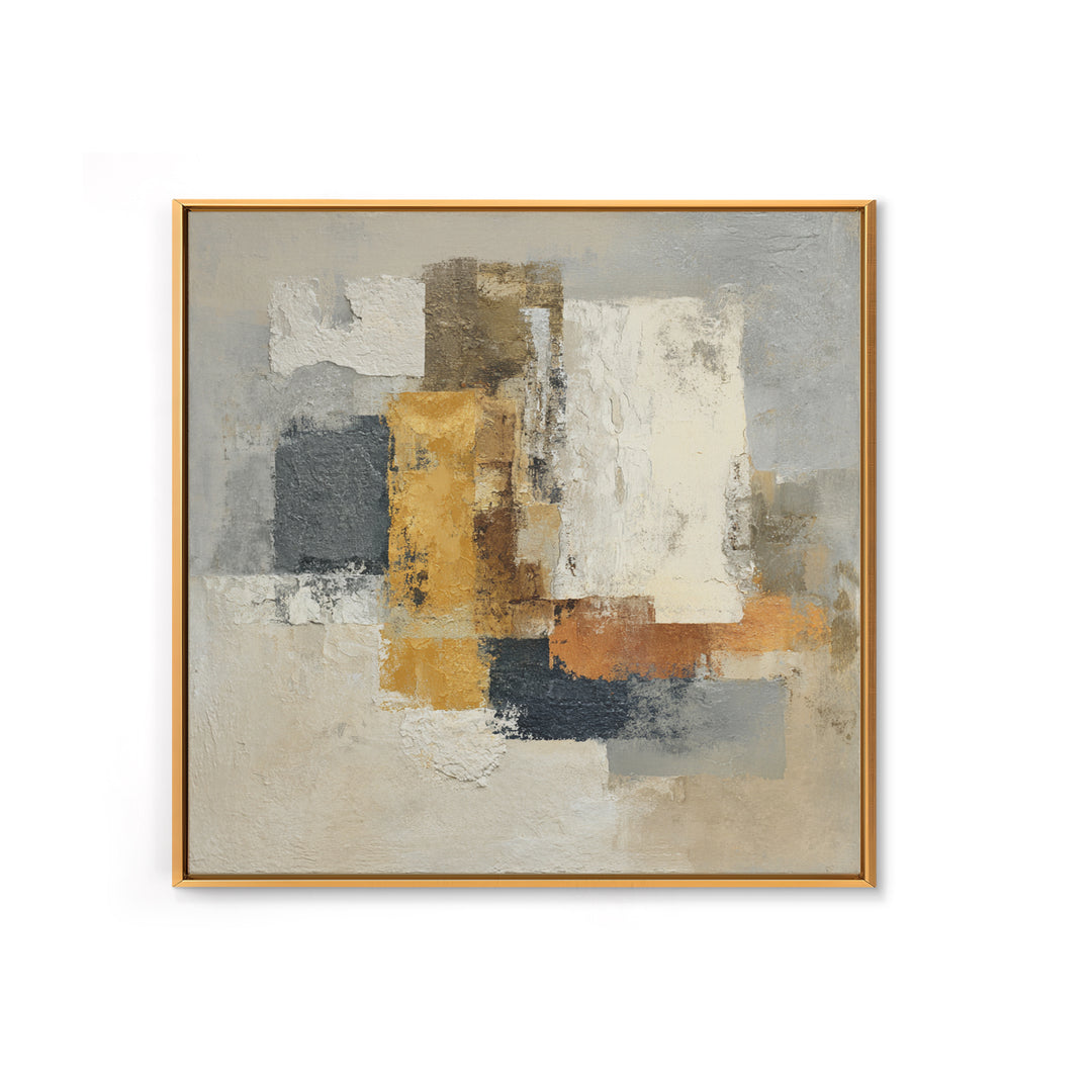 Earthy Plaster Texture Abstract Framed Canvas Print, General Fine Art, Neutral Decor, Living Room Decor, Fine Art, GEN-1x1-63