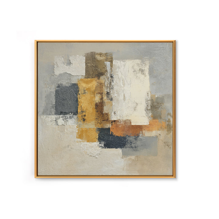 Earthy Plaster Texture Abstract Framed Canvas Print, General Fine Art, Neutral Decor, Living Room Decor, Fine Art, GEN-1x1-63