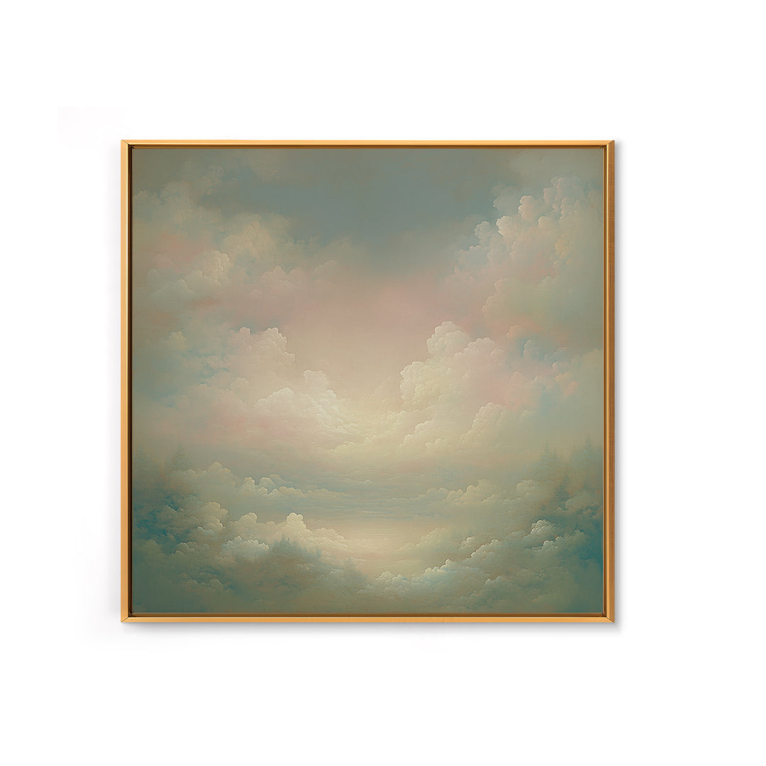 Romantic Cloudscape with Blush and Cream Tones Canvas Print, General Fine Art, Neutral Decor, Living Room Decor, Fine Art, GEN-1x1-90
