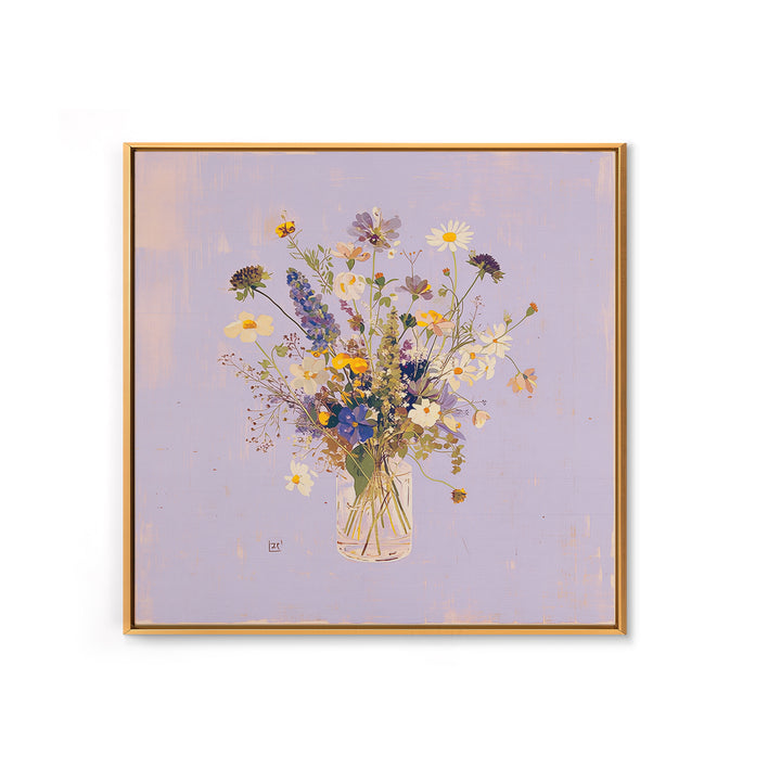 Classic Oil Painted Vase of Wildflowers Canvas Print, General Fine Art, Fine Art Print, Living Room Decor, Watercolor Art, GEN-1x1-95