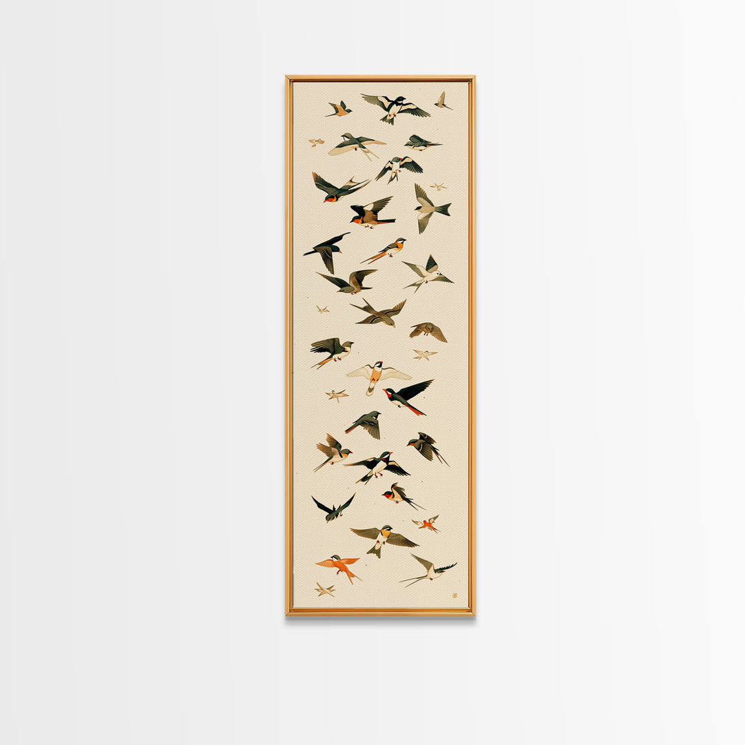Minimal Birds in Flight over an Open Canvas Print, General Fine Art, Art Nouveau, Living Room Decor, Fine Art, GEN-1x3-10