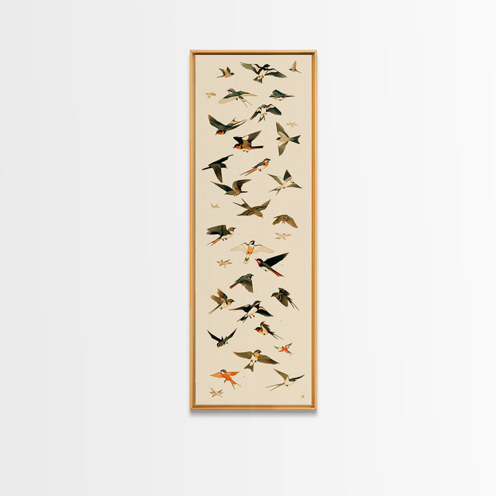 Minimal Birds in Flight over an Open Canvas Print, General Fine Art, Art Nouveau, Living Room Decor, Fine Art, GEN-1x3-10