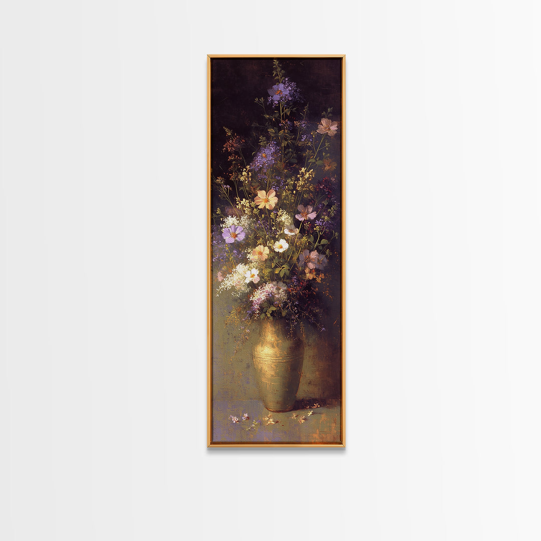 Classic Oil Painted Vase of Wildflowers Canvas Print, General Fine Art, Mid Century Modern, Living Room Decor, Fine Art, GEN-1x3-11