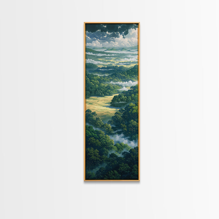 Moody Forest Clearing Framed Canvas Print, General Fine Art, Poster, Living Room Decor, Fine Art, Wall Art Prints, GEN-1x3-20