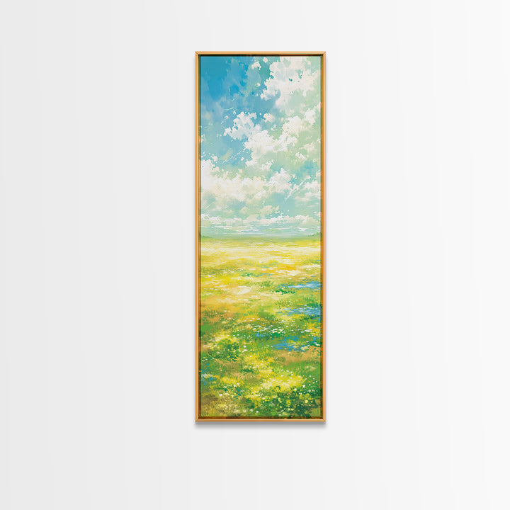 Sunlit Meadow with Loose Impressionist Brushwork Canvas Print, General Fine Art, Canvas Art, Living Room Decor, Fine Art, GEN-1x3-26