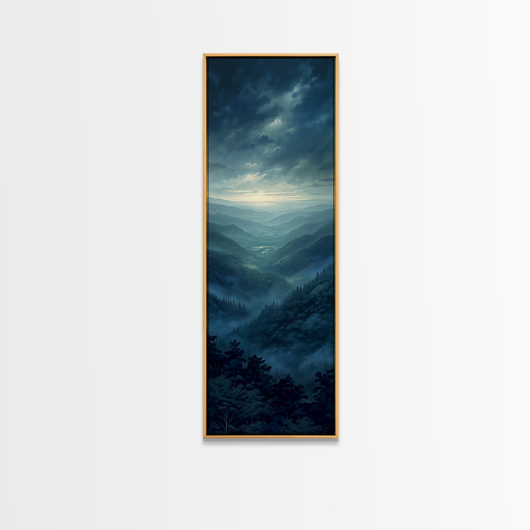 Misty Mountain Valley Canvas Print, General Fine Art, Printable, Living Room Decor, Oil Painting, Framed Wall Art, GEN-1x3-40