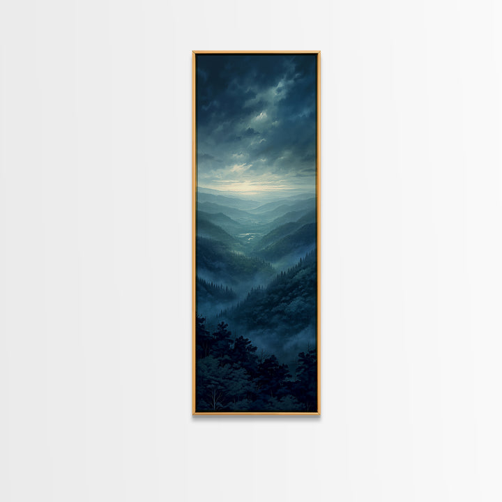 Misty Mountain Valley Canvas Print, General Fine Art, Printable, Living Room Decor, Oil Painting, Framed Wall Art, GEN-1x3-40