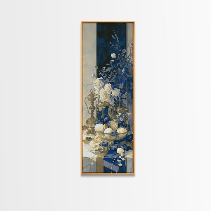 Simple Still Life of Fruit and Linen Framed Canvas Print, General Fine Art, Art Prints, Living Room Decor, Abstract Art, GEN-1x3-52