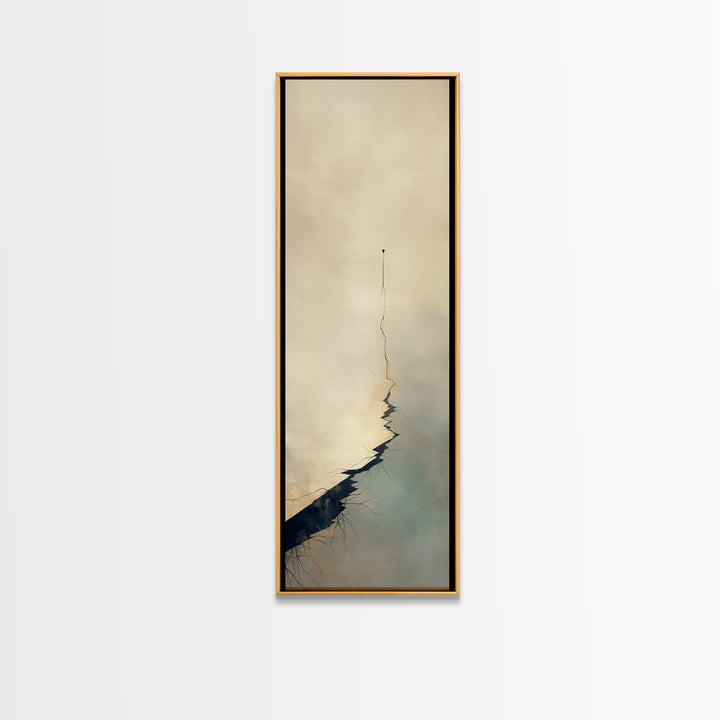 Minimal Black Line Figure on Textured Paper Canvas Print, General Fine Art, Bedroom Decor, Living Room Decor, Oil Painting, GEN-1x3-63
