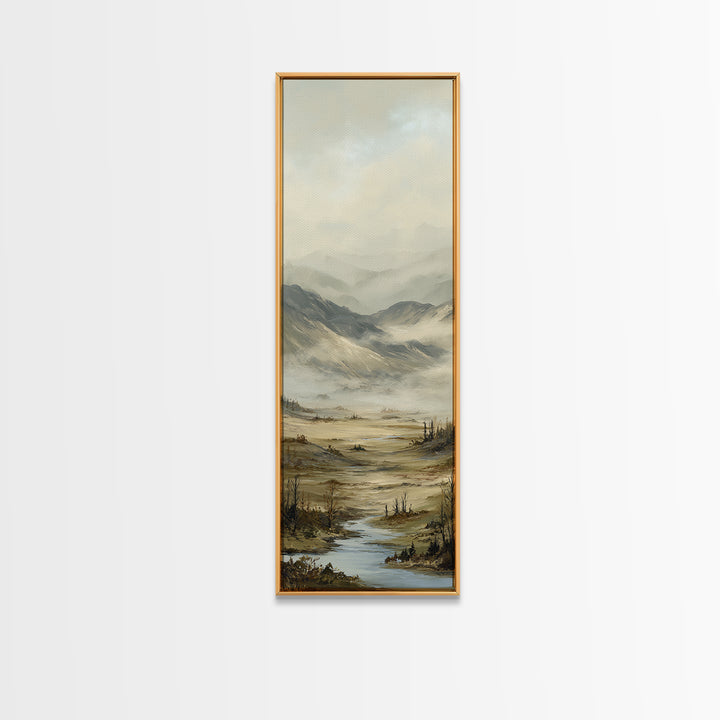 Misty Mountain Valley Framed Canvas Print, General Fine Art, Oil Painting, Living Room Decor, Fine Art, Gallery Decor, GEN-1x3-64