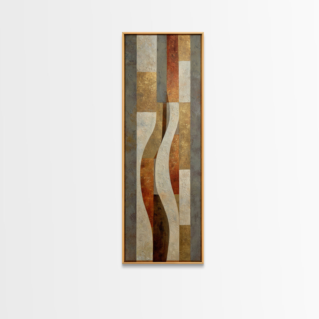 Earthy Plaster Texture Abstract Framed Canvas Print, General Fine Art, Neutral Decor, Living Room Decor, Fine Art, GEN-1x3-75