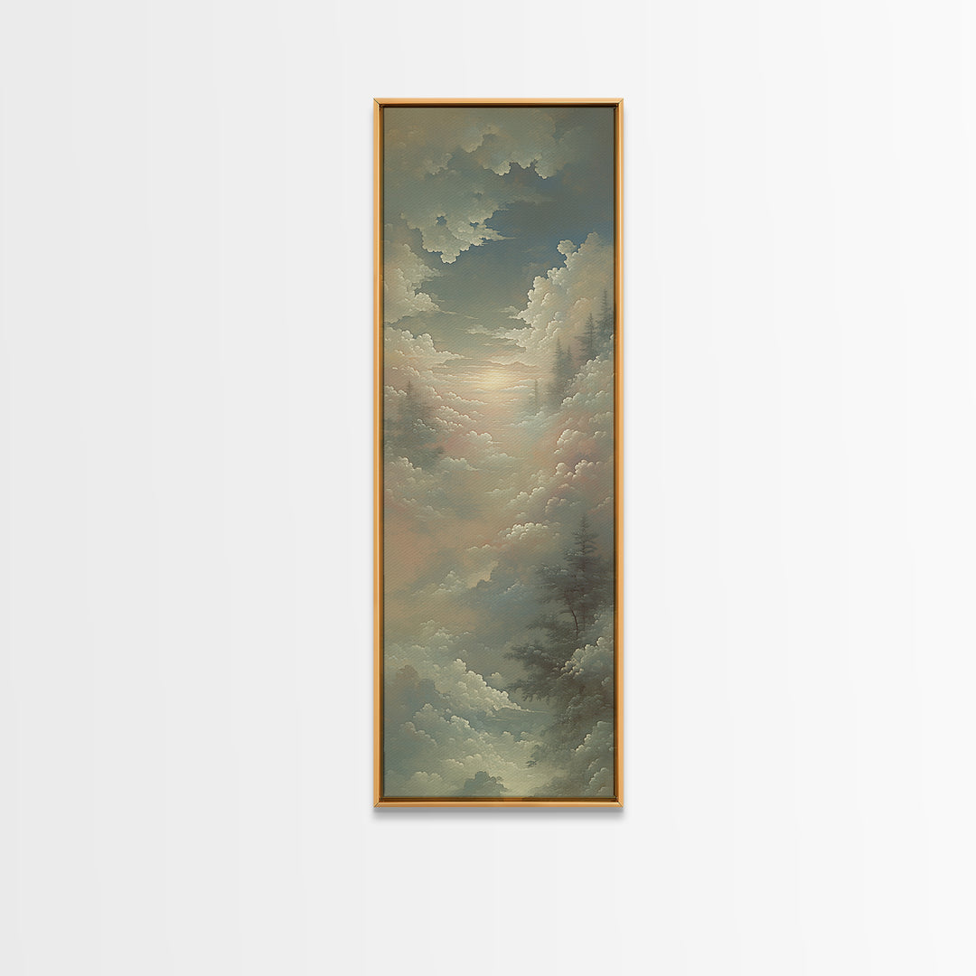 Romantic Cloudscape with Blush and Cream Tones Canvas Print, General Fine Art, Statement Artwork, Living Room Decor, Fine Art, GEN-1x3-78