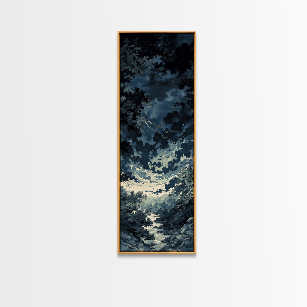 Elegant Ink Wash Landscape Framed Canvas Print, General Fine Art, Wall Hanging, Living Room Decor, Oil Painting, GEN-1x3-80