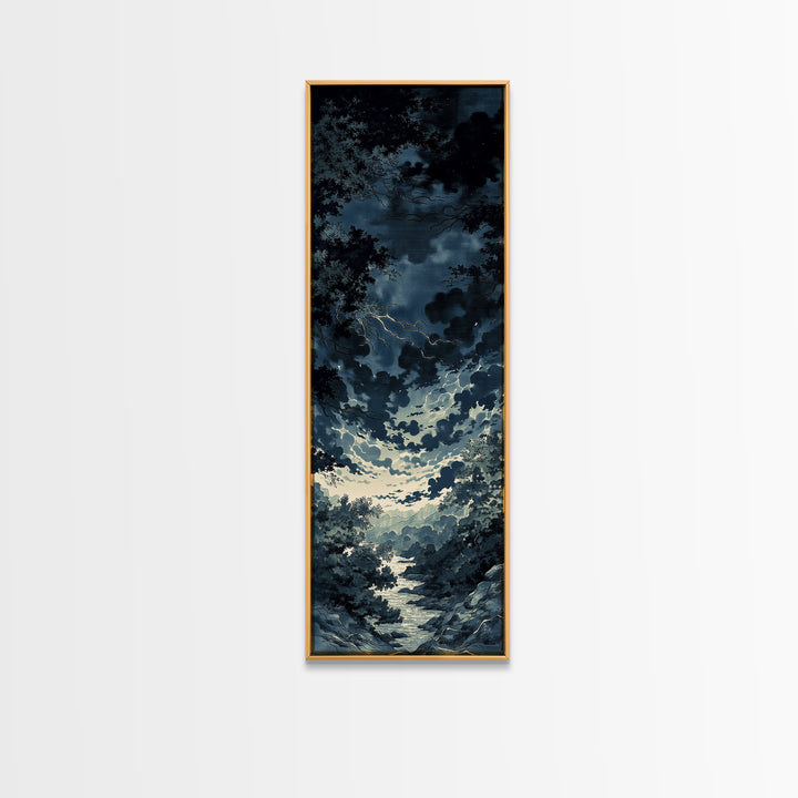 Elegant Ink Wash Landscape Framed Canvas Print, General Fine Art, Wall Hanging, Living Room Decor, Oil Painting, GEN-1x3-80