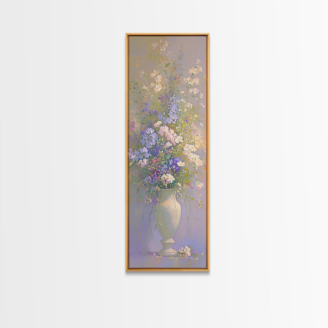 Classic Oil Painted Vase of Wildflowers Framed Canvas Print, General Fine Art, Canvas Art, Living Room Decor, Watercolor Art, GEN-1x3-83