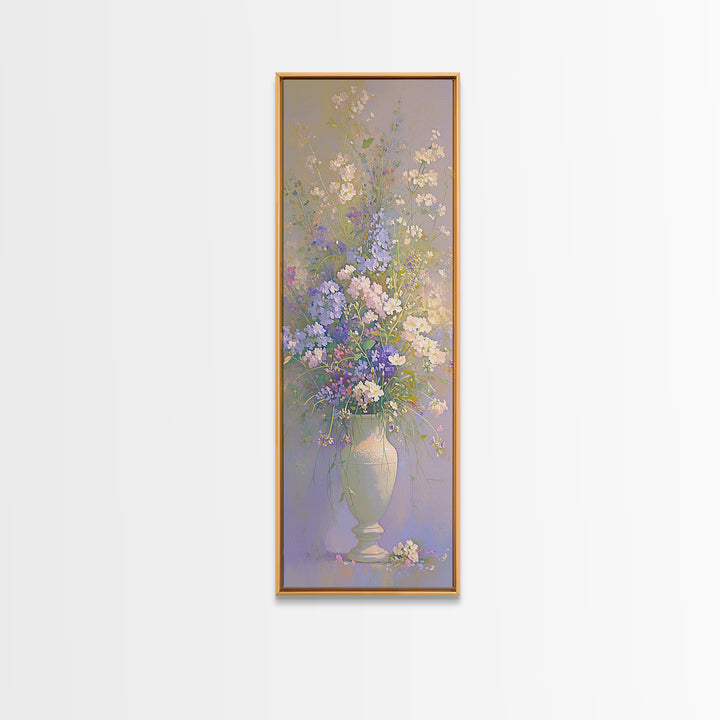 Classic Oil Painted Vase of Wildflowers Framed Canvas Print, General Fine Art, Canvas Art, Living Room Decor, Watercolor Art, GEN-1x3-83