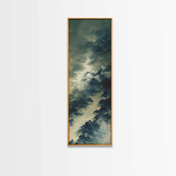 Quiet Abstract River Shape Framed Canvas Print, General Fine Art, Original Painting, Living Room Decor, Fine Art, GEN-1x3-84