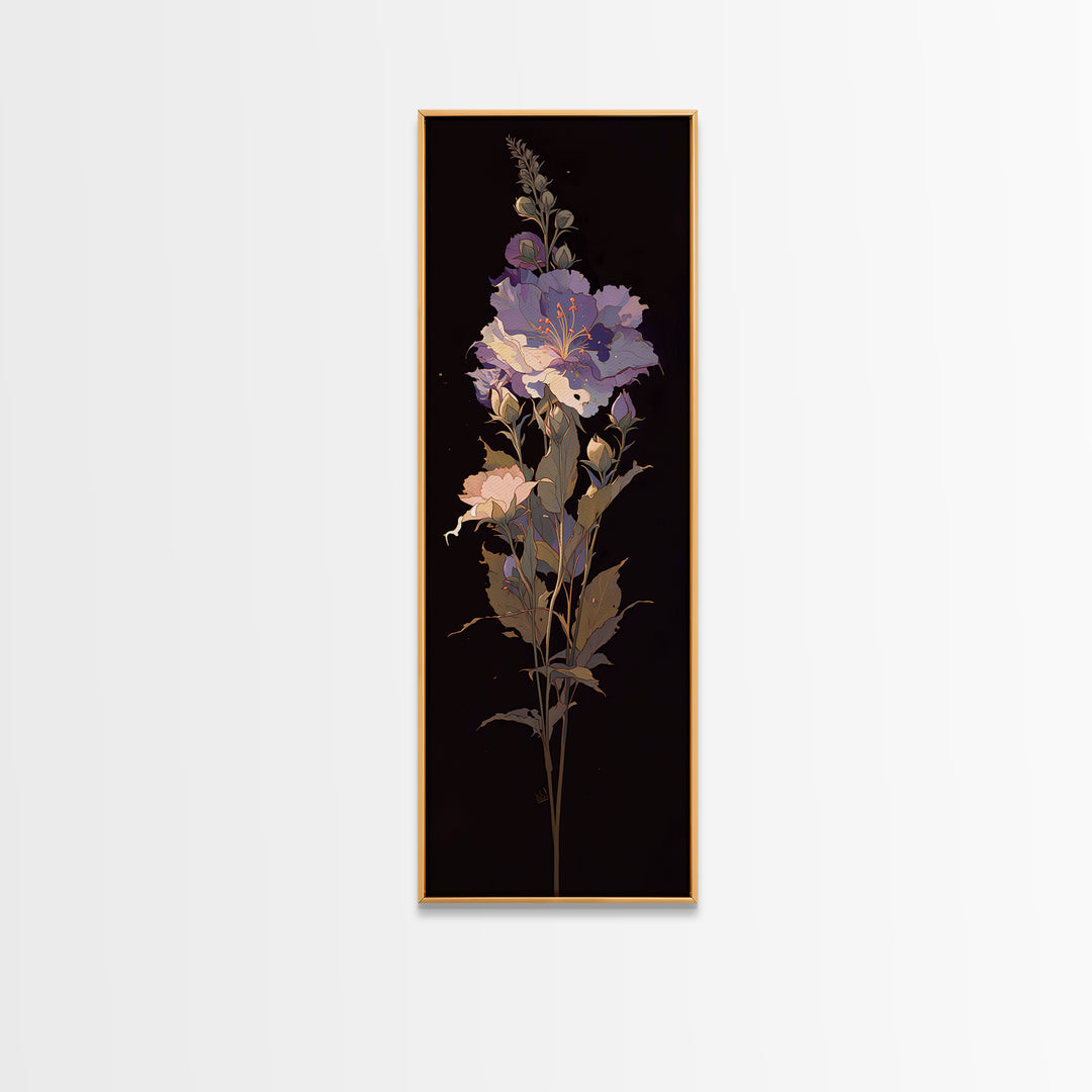 Single Sculptural Flower on a Dark Ground Canvas Print, General Fine Art, Painting, Living Room Decor, Fine Art, GEN-1x3-93