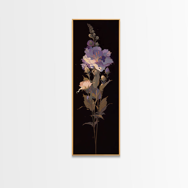 Single Sculptural Flower on a Dark Ground Canvas Print, General Fine Art, Painting, Living Room Decor, Fine Art, GEN-1x3-93