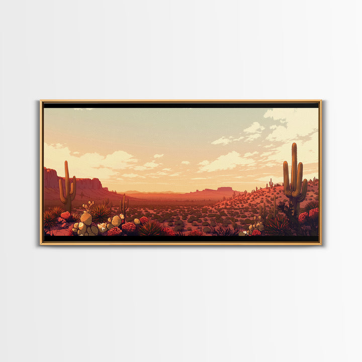 Serene Desert Horizon Framed Canvas Print, General Fine Art, Wall Decor, Living Room Decor, Fine Art, Original Painting, GEN-2x1-13