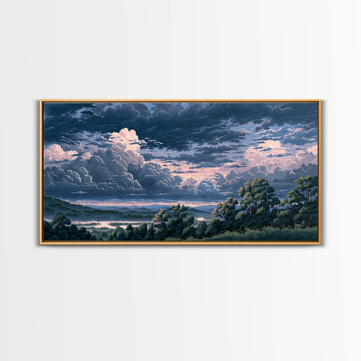 Romantic Cloudscape with Blush and Cream Tones Canvas Print, General Fine Art, Luxury Decor, Living Room Decor, GEN-2x1-14