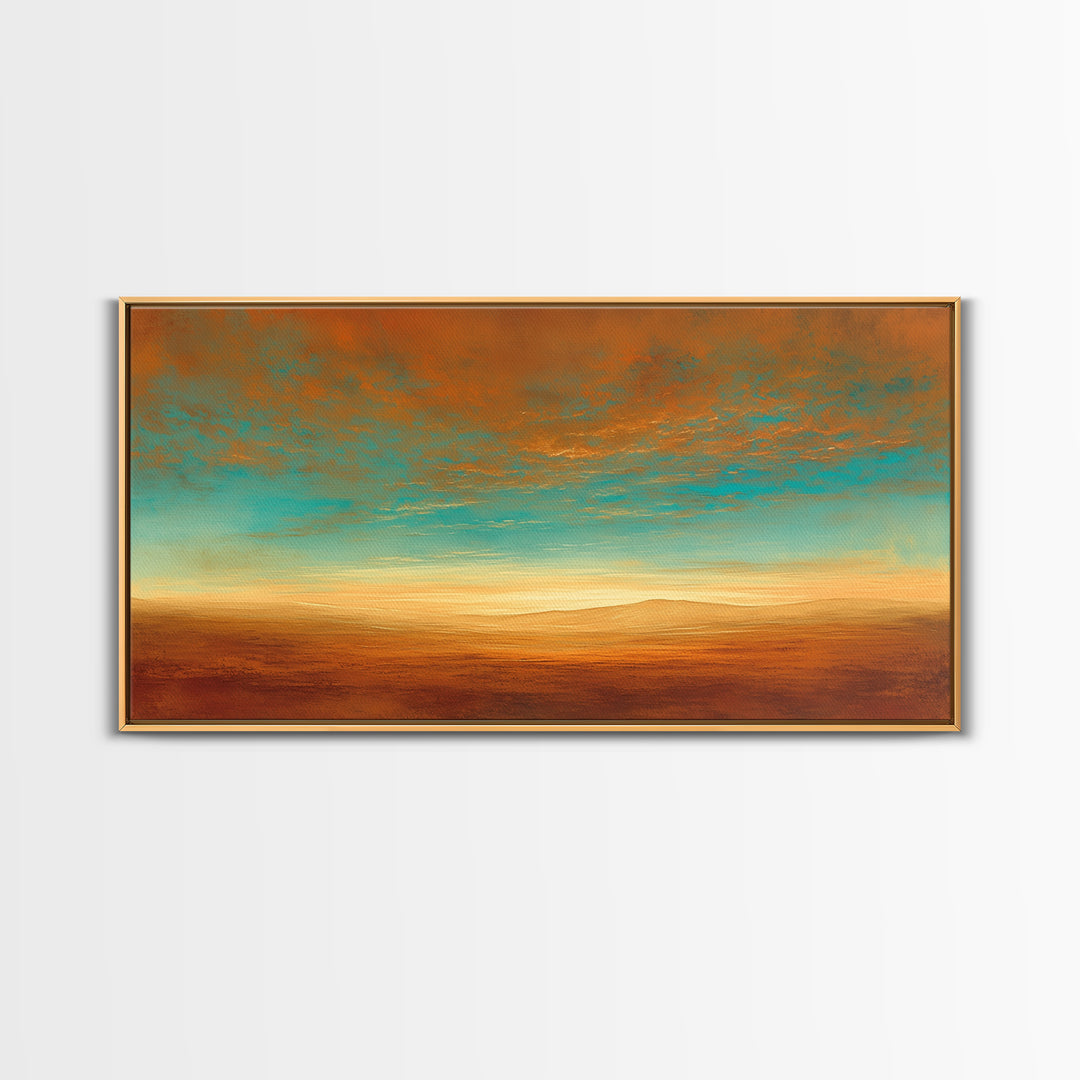 Serene Desert Horizon Framed Canvas Print, General Fine Art, Wall Decor, Living Room Decor, Fine Art, Original Painting, GEN-2x1-37