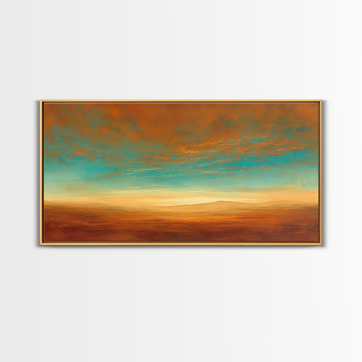 Serene Desert Horizon Framed Canvas Print, General Fine Art, Wall Decor, Living Room Decor, Fine Art, Original Painting, GEN-2x1-37
