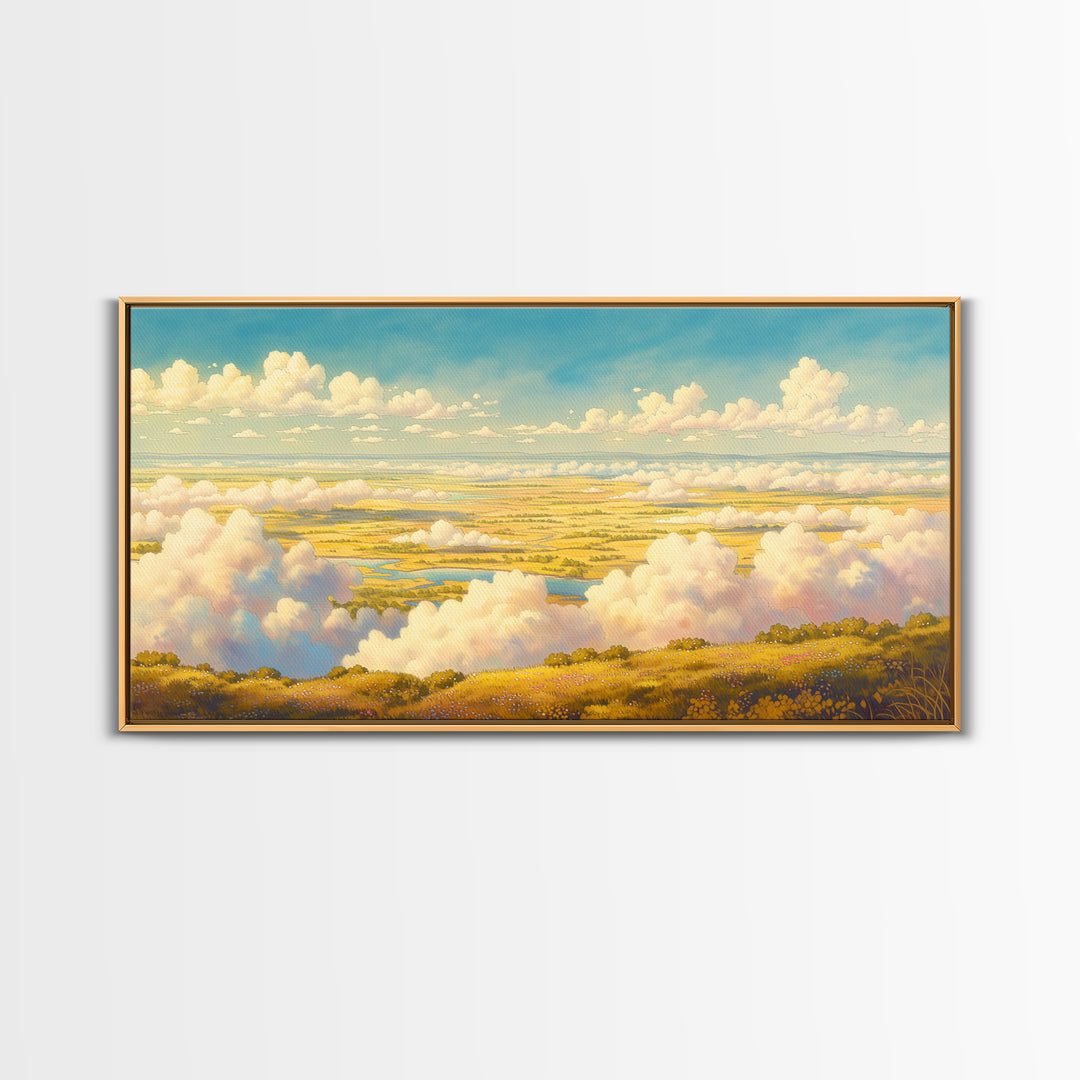 Romantic Cloudscape with Blush and Cream Tones Canvas Print, General Fine Art, Luxury Decor, Living Room Decor, GEN-2x1-38