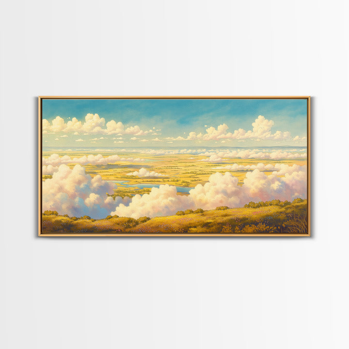 Romantic Cloudscape with Blush and Cream Tones Canvas Print, General Fine Art, Luxury Decor, Living Room Decor, GEN-2x1-38