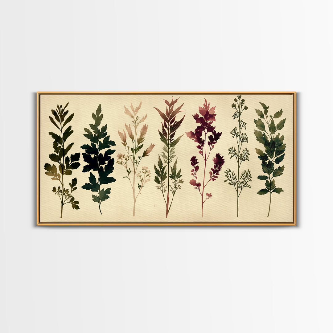 Botanical Silhouette Series Canvas Print, General Fine Art, Painting, Living Room Decor, Fine Art, Oil Painting, GEN-2x1-41