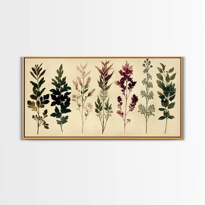 Botanical Silhouette Series Canvas Print, General Fine Art, Painting, Living Room Decor, Fine Art, Oil Painting, GEN-2x1-41