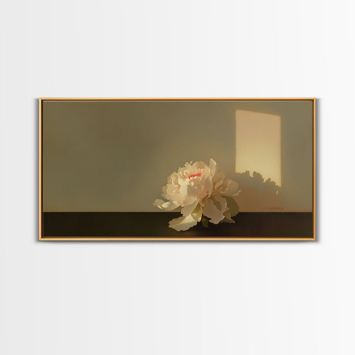 Single Sculptural Flower on a Dark Ground Canvas Print, General Fine Art, Canvas, Living Room Decor, Watercolor Art, GEN-2x1-53