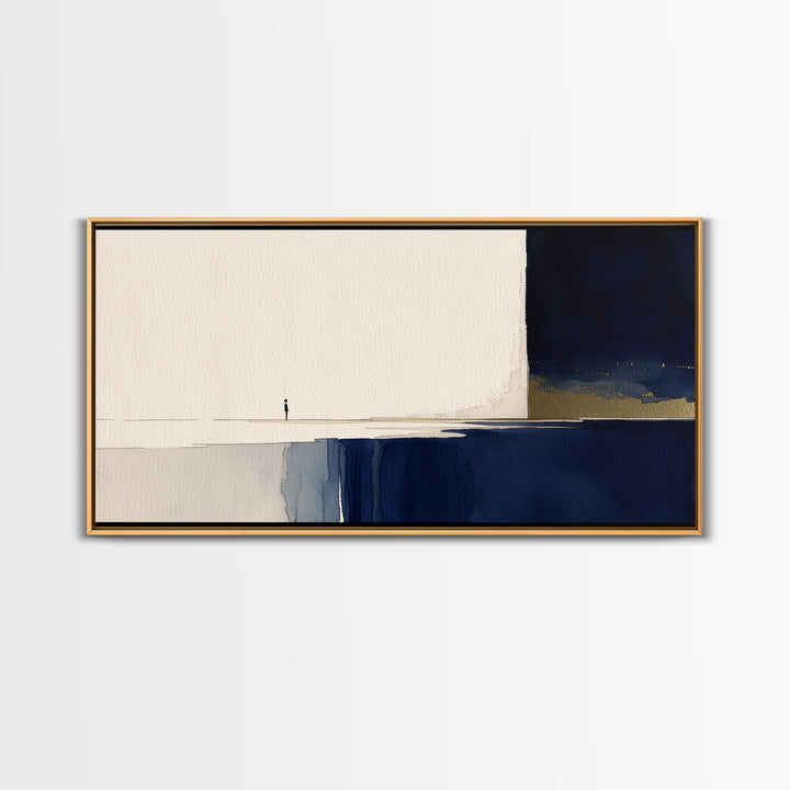 Minimal Black Line Figure on Textured Paper Canvas Print, General Fine Art, Canvas Wall Art, Living Room Decor, Fine Art, GEN-2x1-71