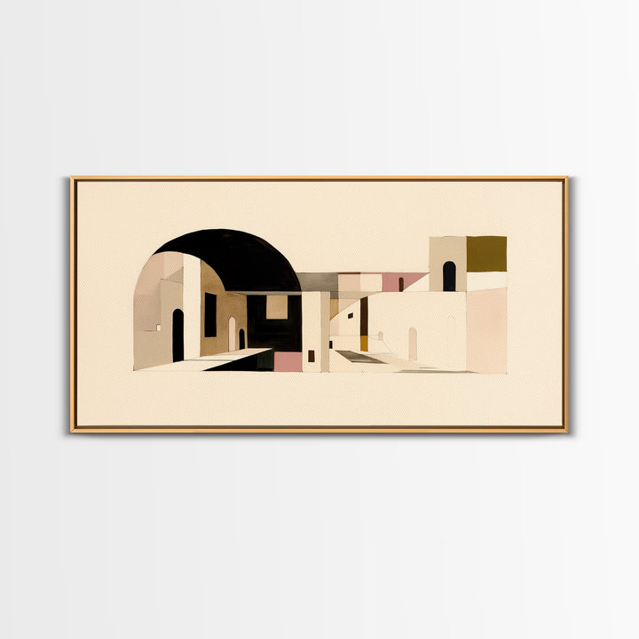 Monochrome Architectural Arch Composition Framed Canvas Print, General Fine Art, Original Painting, Living Room Decor, Fine Art, GEN-2x1-80