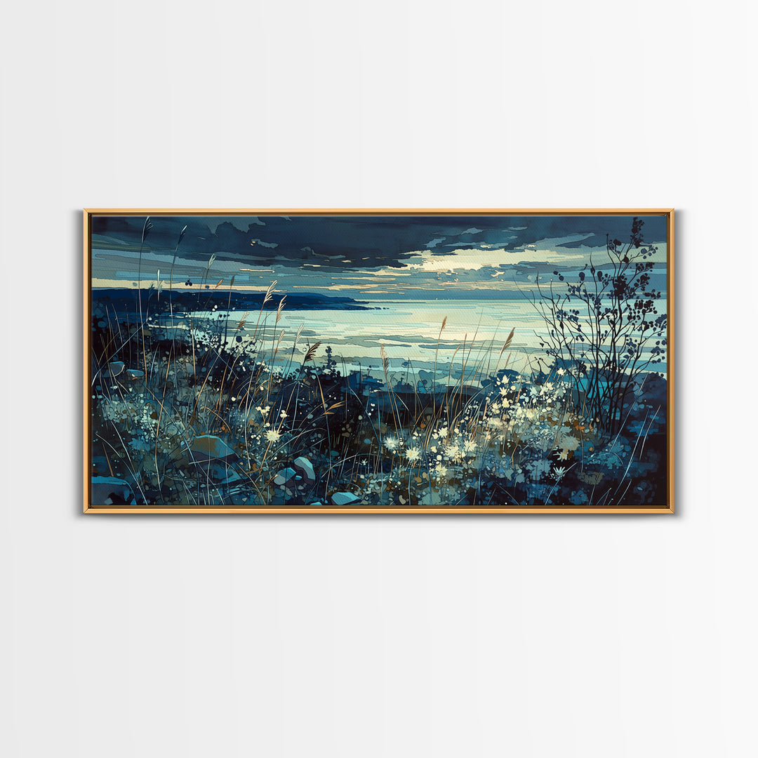 Quiet Abstract Landscape Canvas Print, General Fine Art, Oil Painting, Living Room Decor, Fine Art, Gallery Decor, GEN-2x1-93