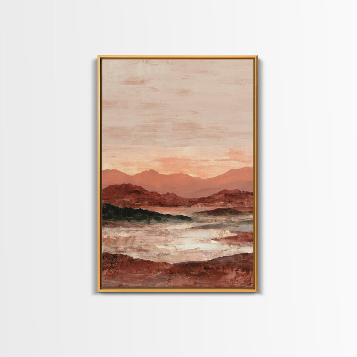 Serene Desert Horizon Framed Canvas Print, General Fine Art, Digital Prints, Living Room Decor, Oil Painting, GEN-2x3-1