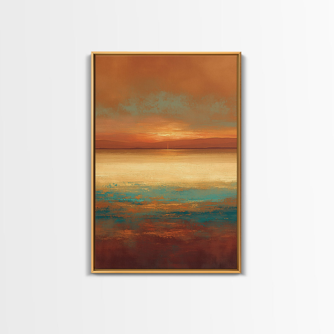 Serene Desert Horizon Framed Canvas Print, General Fine Art, Digital Prints, Living Room Decor, Oil Painting, GEN-2x3-25
