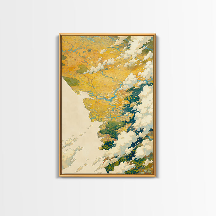 Quiet Abstract River Shape Canvas Print, General Fine Art, Statement Artwork, Living Room Decor, Abstract Art, GEN-2x3-32