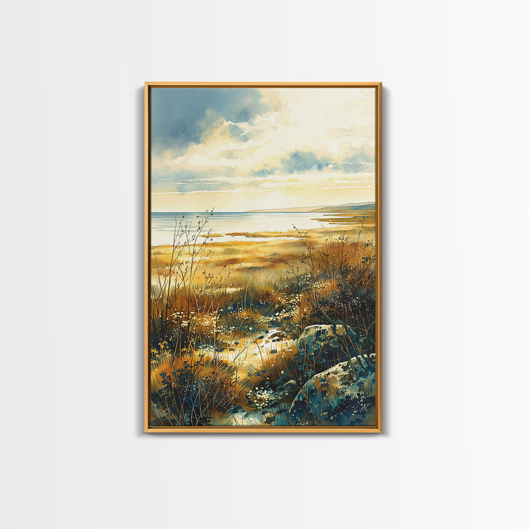 Quiet Abstract Landscape Framed Canvas Print, General Fine Art, Wall Art Prints, Living Room Decor, Watercolor Art, GEN-2x3-33