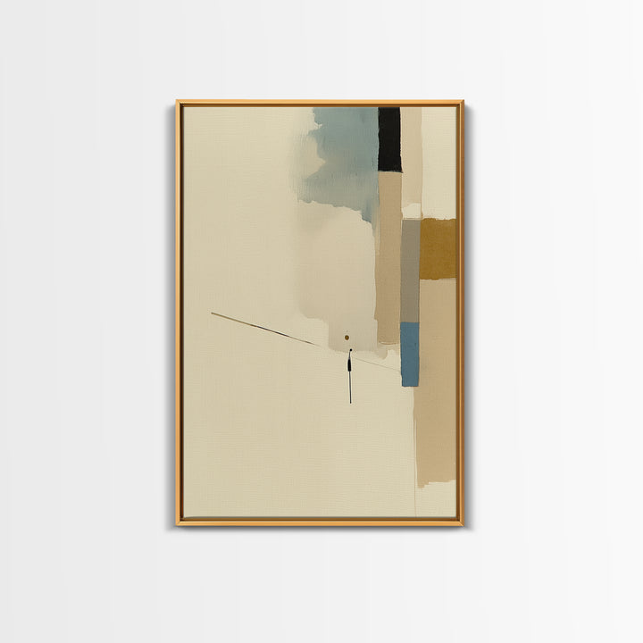 Minimal Black Line Figure on Textured Paper Canvas Print, General Fine Art, Print, Living Room Decor, Fine Art, GEN-2x3-35