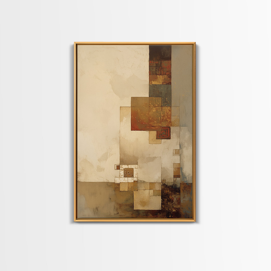 Earthy Plaster Texture Abstract Framed Canvas Print, General Fine Art, Digital Art, Living Room Decor, Fine Art, GEN-2x3-47