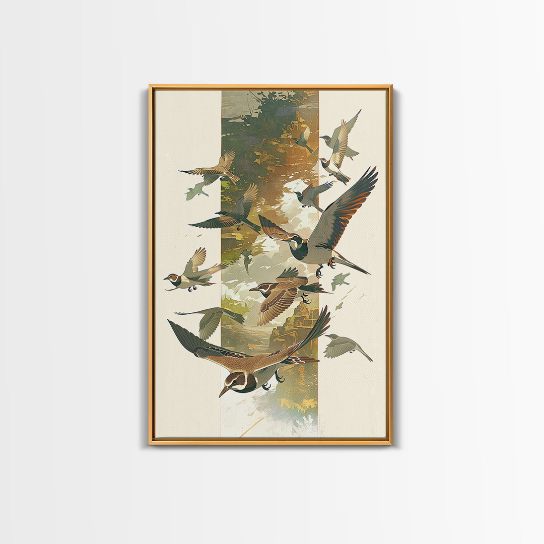 Minimal Birds in Flight over an Open Framed Canvas Print, General Fine Art, Minimalist Decor, Living Room Decor, Fine Art, GEN-2x3-6