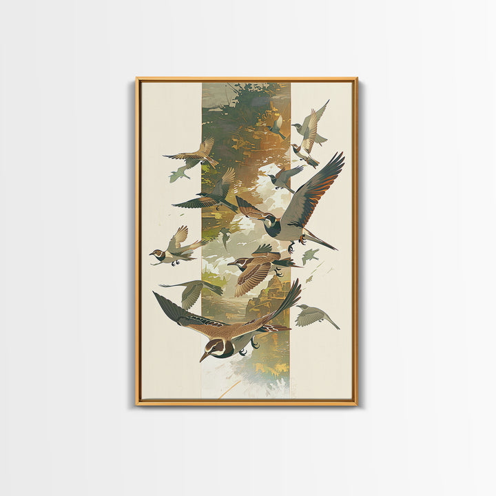 Minimal Birds in Flight over an Open Framed Canvas Print, General Fine Art, Minimalist Decor, Living Room Decor, Fine Art, GEN-2x3-6