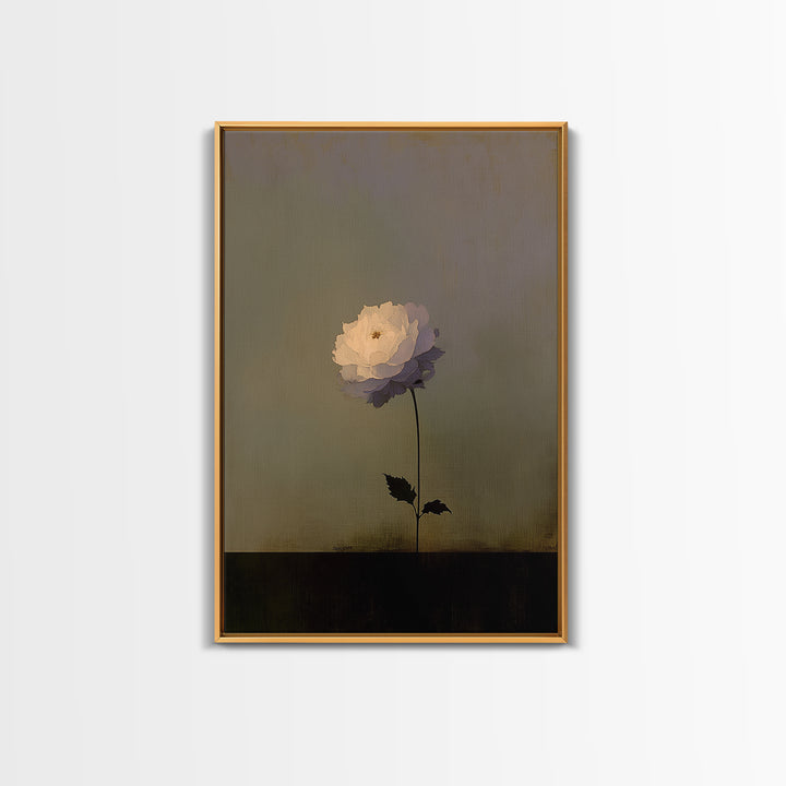 Single Sculptural Flower on a Dark Ground Canvas Print, General Fine Art, Original Painting, Living Room Decor, Oil Painting, GEN-2x3-65