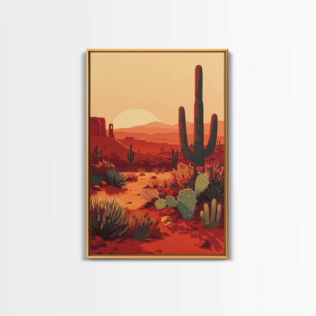 Serene Desert Horizon Framed Canvas Print, General Fine Art, Digital Wall Art, Living Room Decor, Fine Art, Neutral Decor, GEN-2x3-73